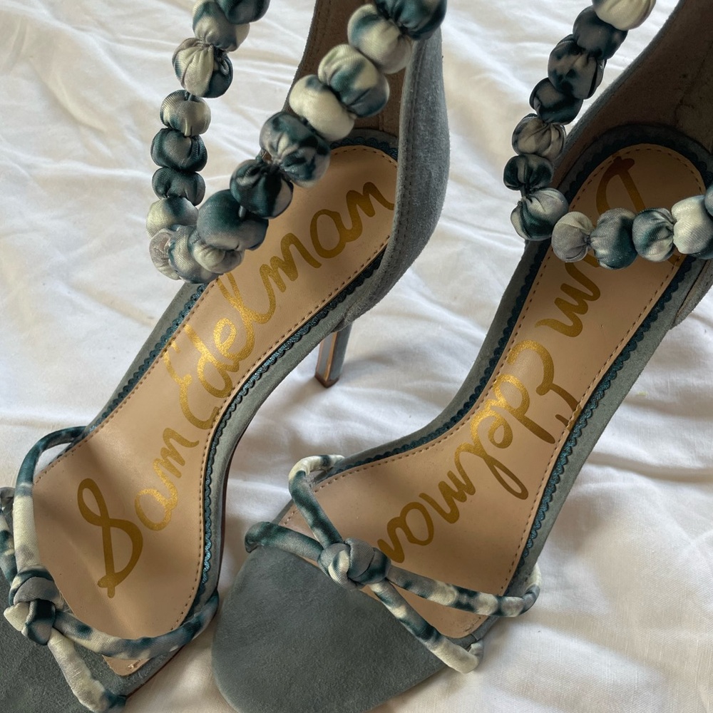 Sam Edelman Open-Toed Heeled Sandals, Blue Suede, Size 9.5